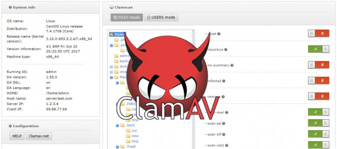 תוסף [EN-ClamAV] ממשק גרפי לאנטי-וירוס ClamAV עבור Directadmin