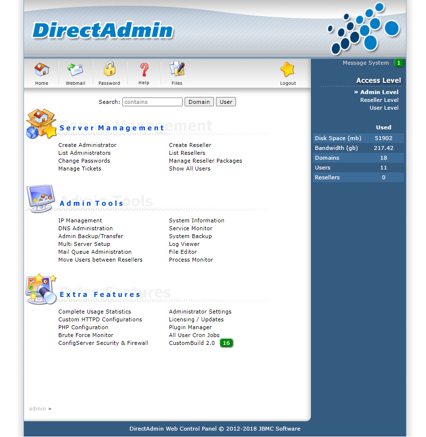 DirectAdmin Enhanced Skin